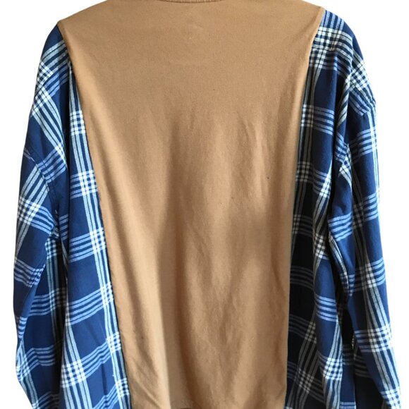 Reworked Flannel Shirt, Plus Size: Upcycled Oversized Thankful Blessed Graphic - Picture 7 of 10